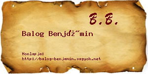 Balog Benjámin névjegykártya